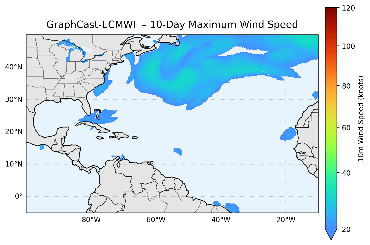 GraphCast-ECMWF 10-Day Max