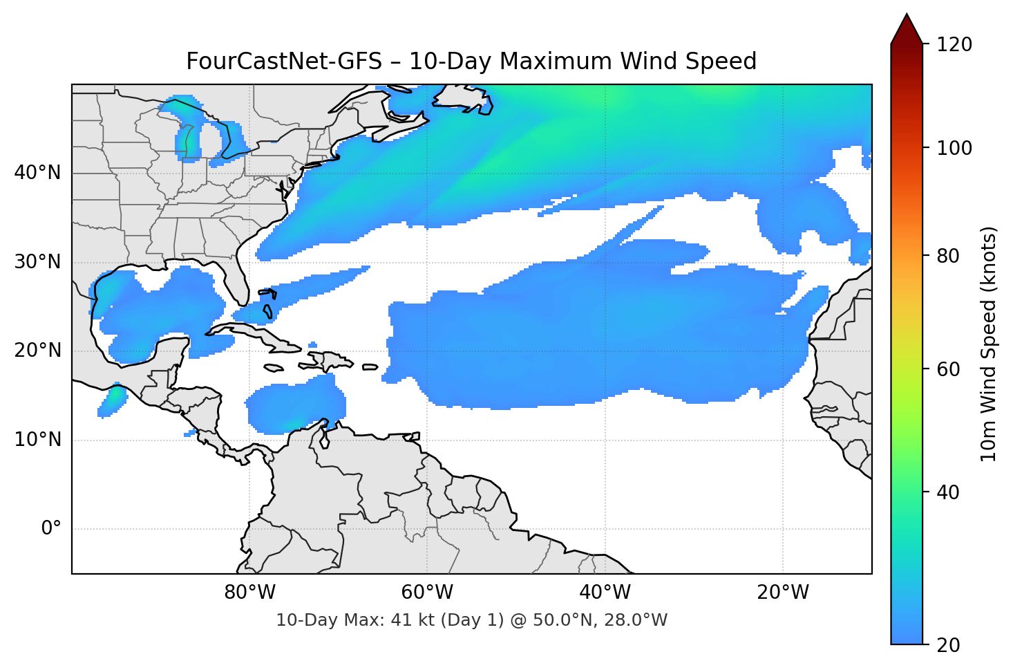 FourCastNet-GFS 10-Day Max