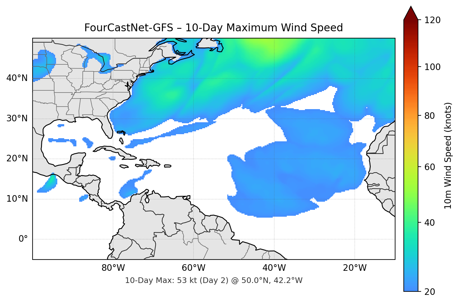 FourCastNet-GFS 10-Day Max